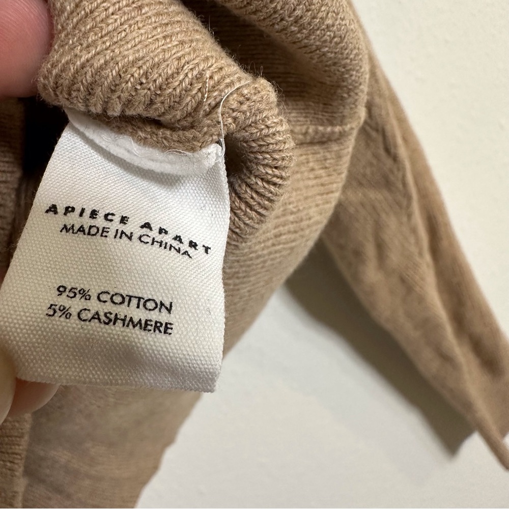 Apiece Apart Dios Cashmere Camel V Neck Sweater View 4